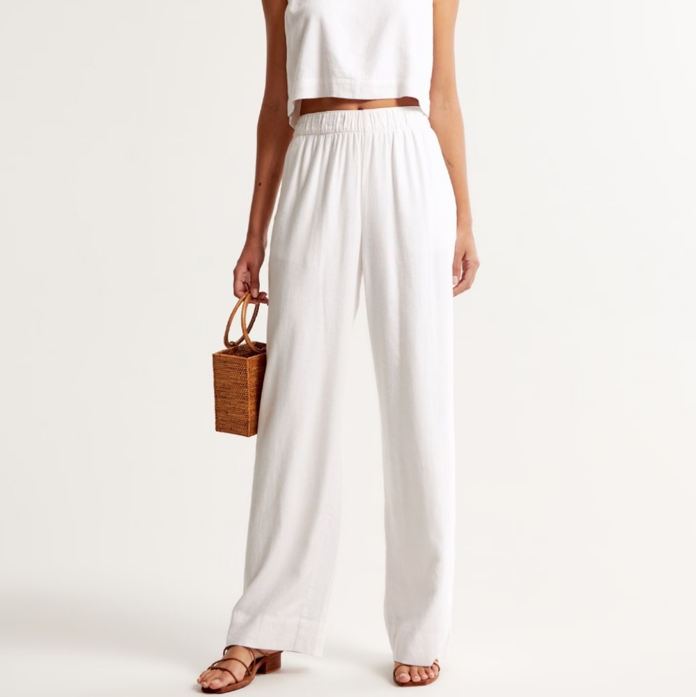 Abercrombie & fitch white linen pants